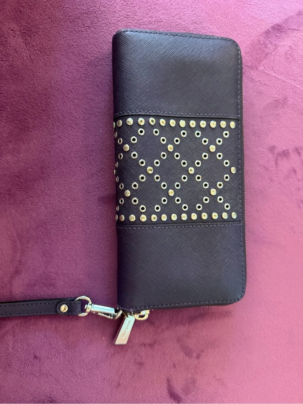 Michael Kors purple Wallet with Gold Stud Detailing